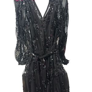 Boston Proper Black Sequin Long Sleeve Dress